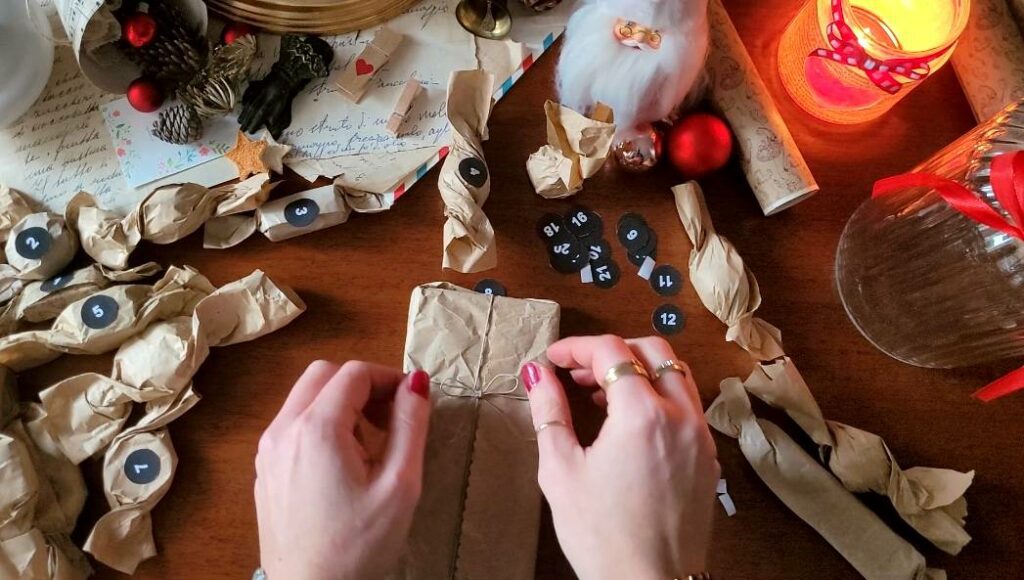 calendario dell'avvento ecosostenibile con cioccolate